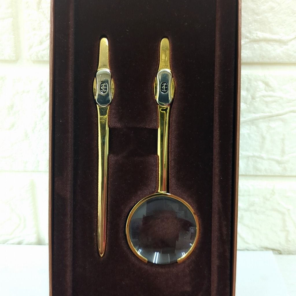 グッチ オールドグッチ ペーパーナイフ 拡大鏡 ルーペ セット ゴールド