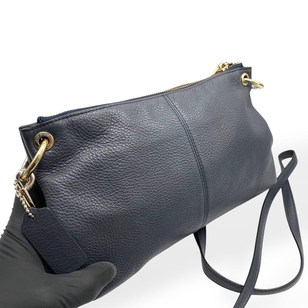 極美品 COACH コーチ ショルダーバッグ レザー 斜め掛け ネイビー