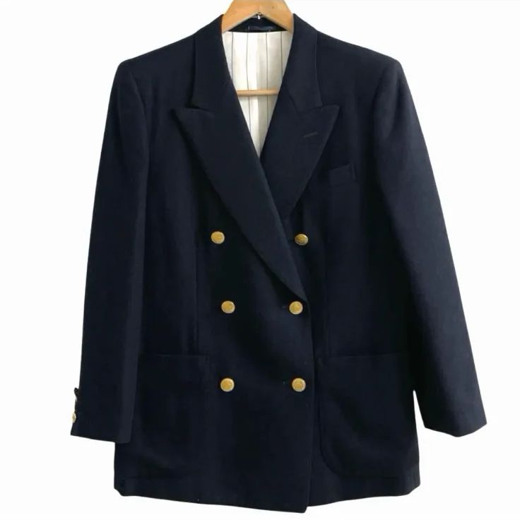 ヴィンテージ Christian Dior クリスチャンディオール 金釦 ダブル 紺