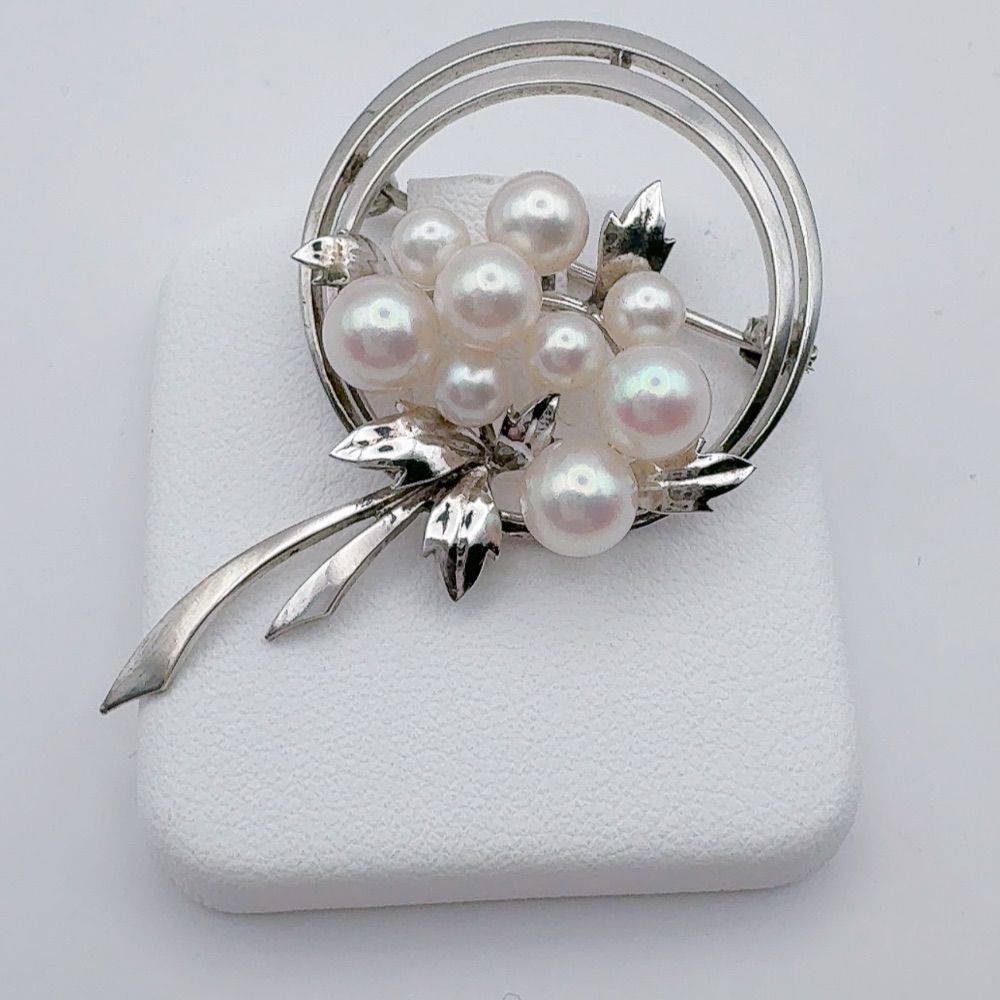 ミキモト MIKIMOTOアコヤ真珠ブローチ silver - メルカリ