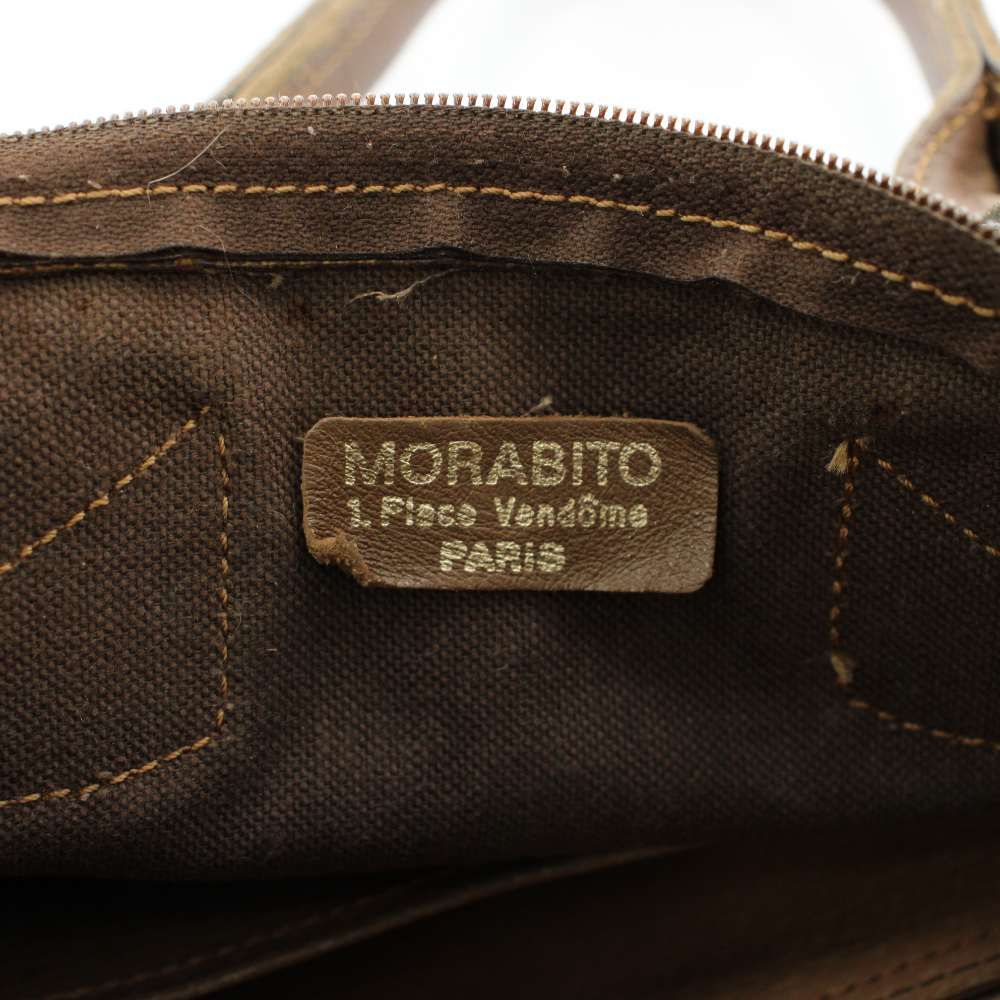 モラビト MORABITO ミニボストンバッグ ハンド レザー Mマーク柄