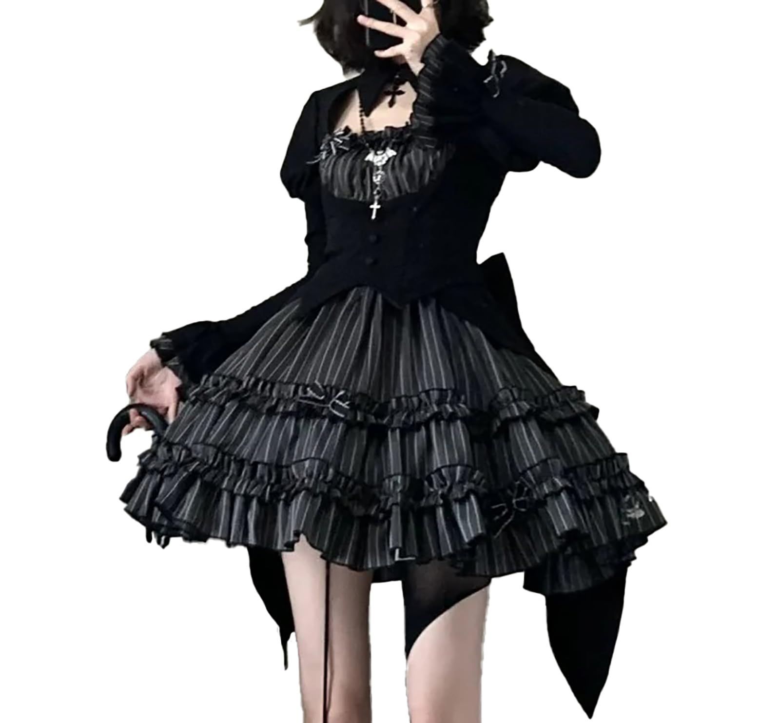 訳アリ】[XHSUKADO] ゴスロリ 2点セット シャツ ミニ スカート