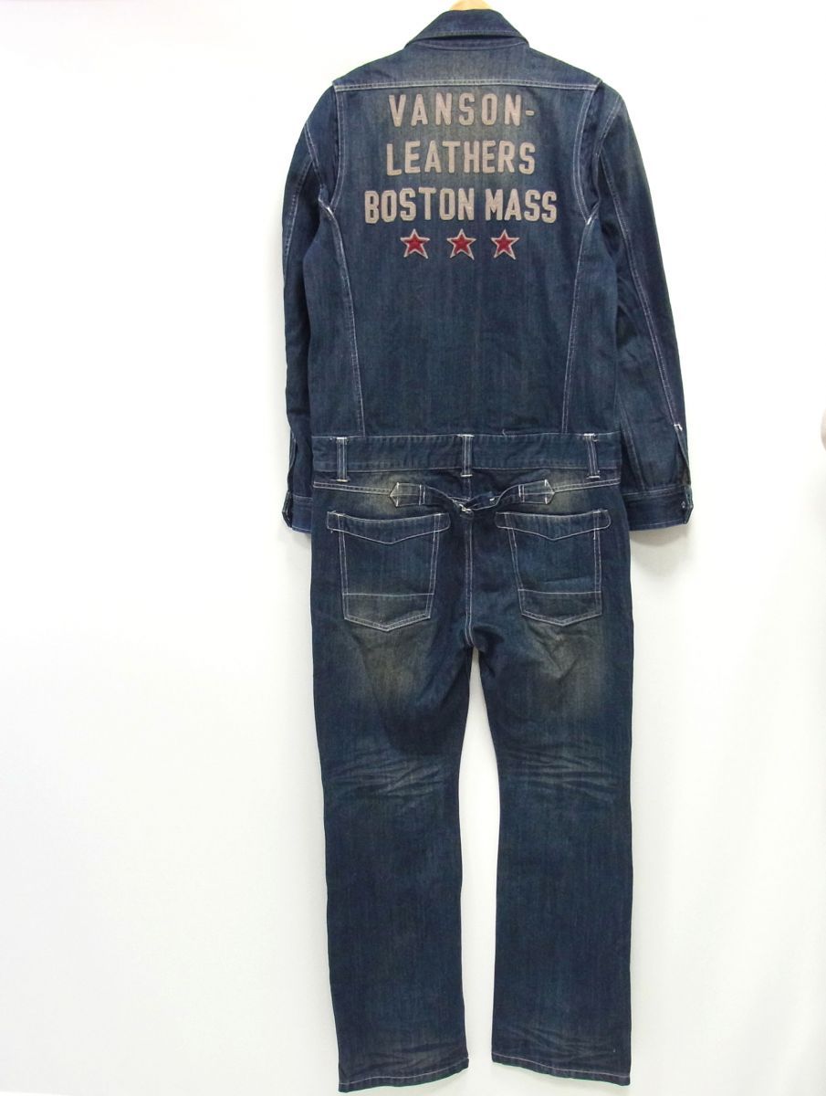 美品☆VANSON バンソン デニム オーバーオール インディゴ USED加工