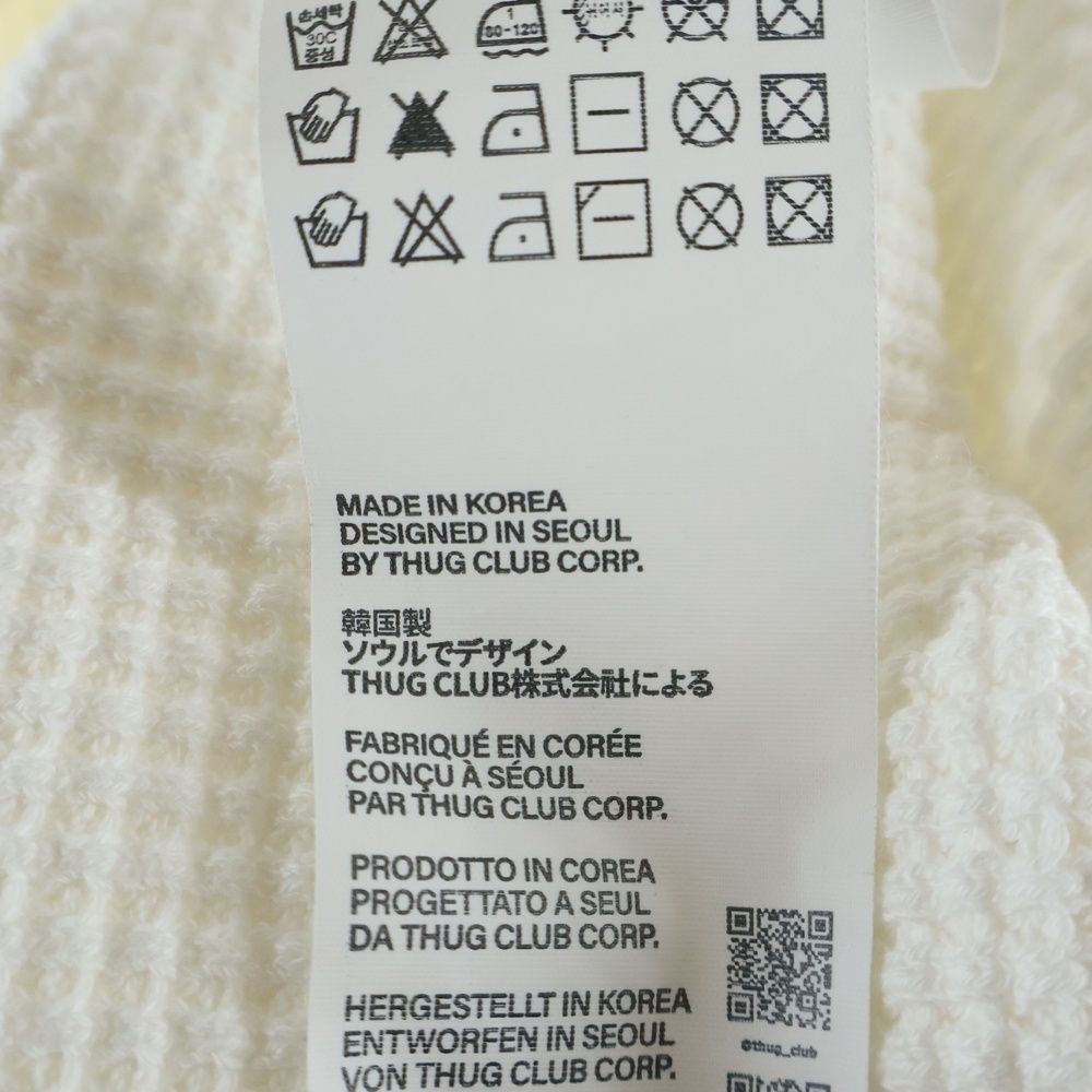 THUG CLUB (サグクラブ) フロントロゴ サーマルスウェット ホワイト