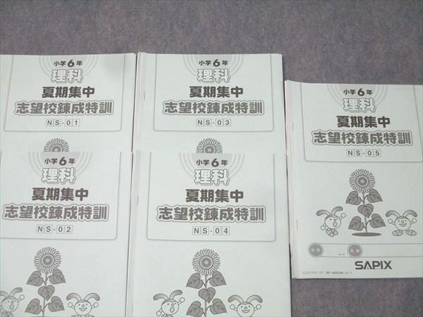 SAPIX サピックス 小学6年 理科 夏期集中 志望校錬成特訓 NS-01～05 計