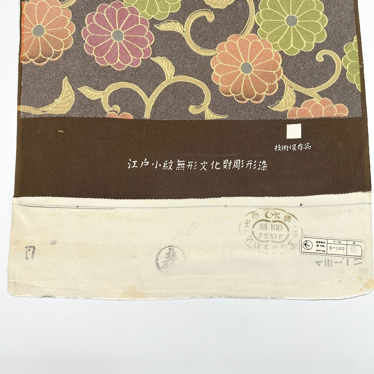 江戸小紋無形文化財彫形染 反物 正絹 同梱購入歓迎 リメイク用 和裁