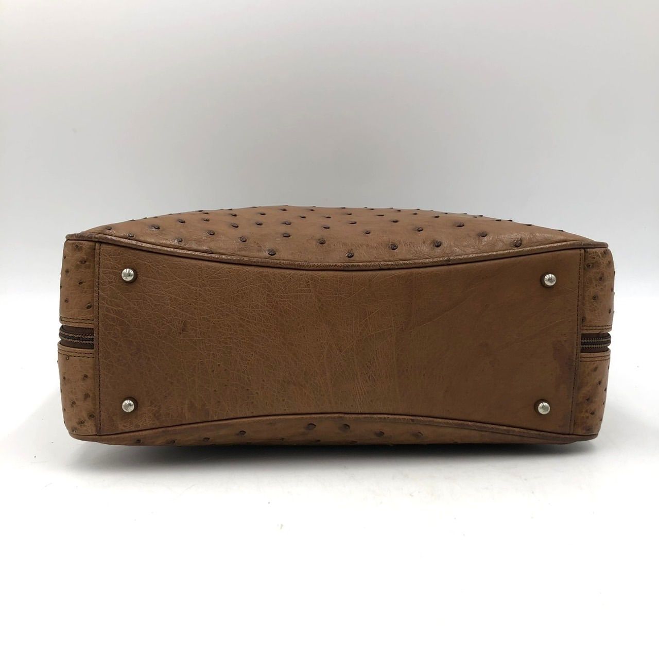 JRA認定 オーストリッチ ハンドバッグ エキゾチックレザー ブラウン 茶