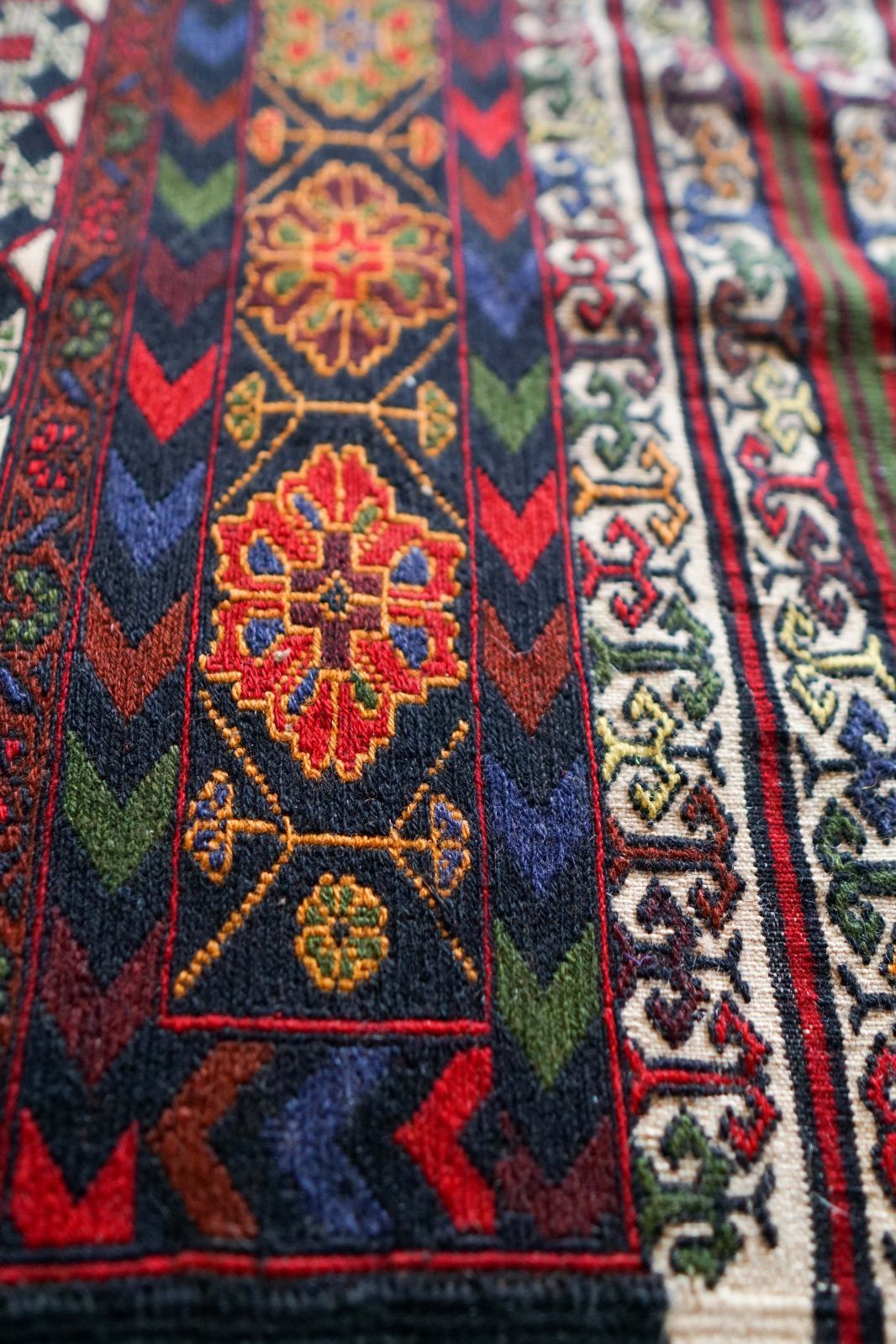 ペルシャ手織りキリム シルジャン産 ソマック織り 138×89cm トライバル