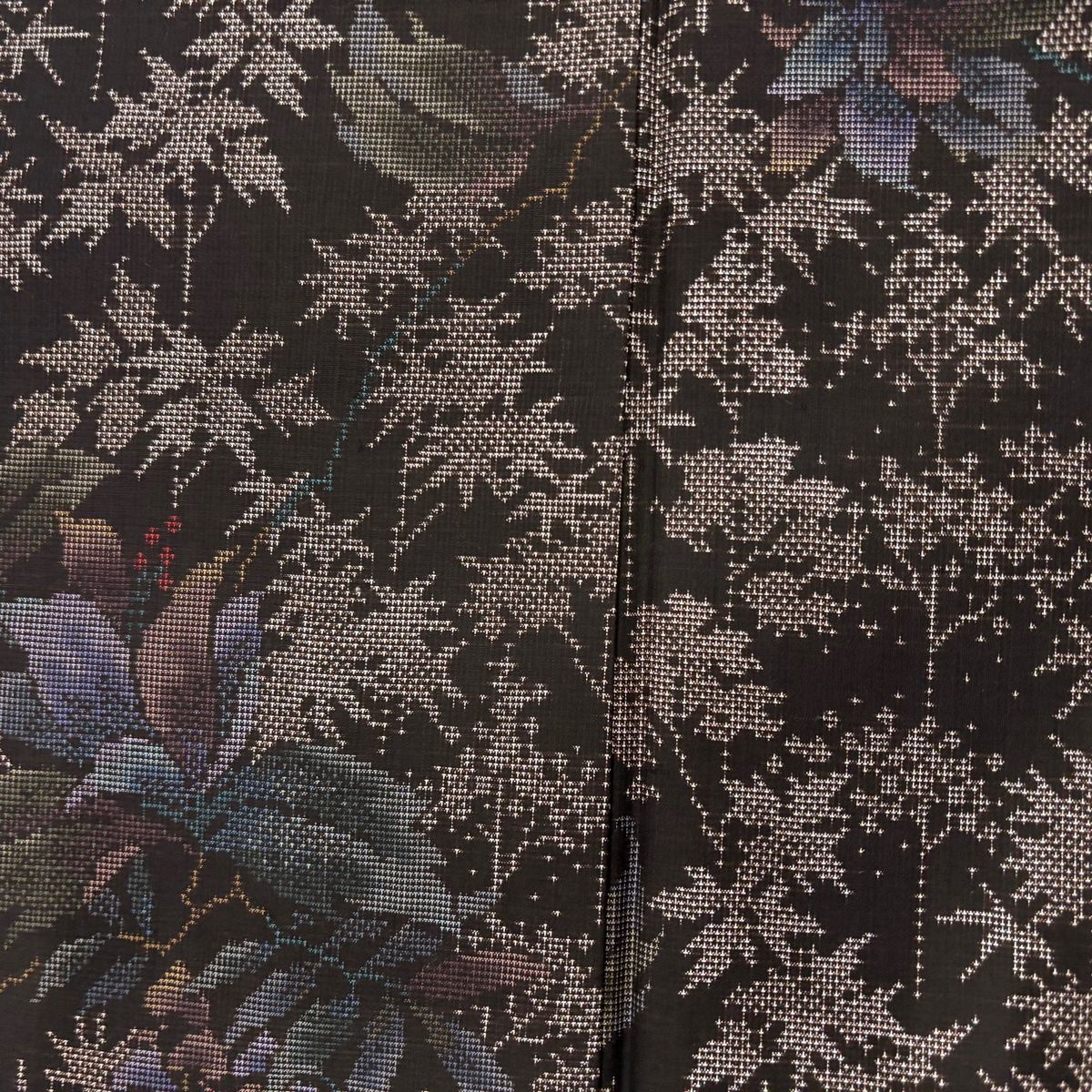 美品】 大島紬 身丈162cm 裄丈66cm M 袷 純泥染 証紙 葉 実 黒 正絹 秀