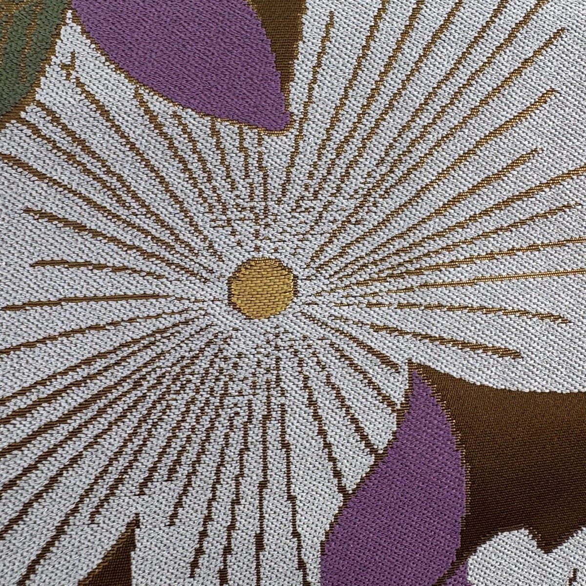 美品】 袋帯 逸品 辻村ジュサブロー 落款 草花 波頭 箔 茶色 六通 正絹