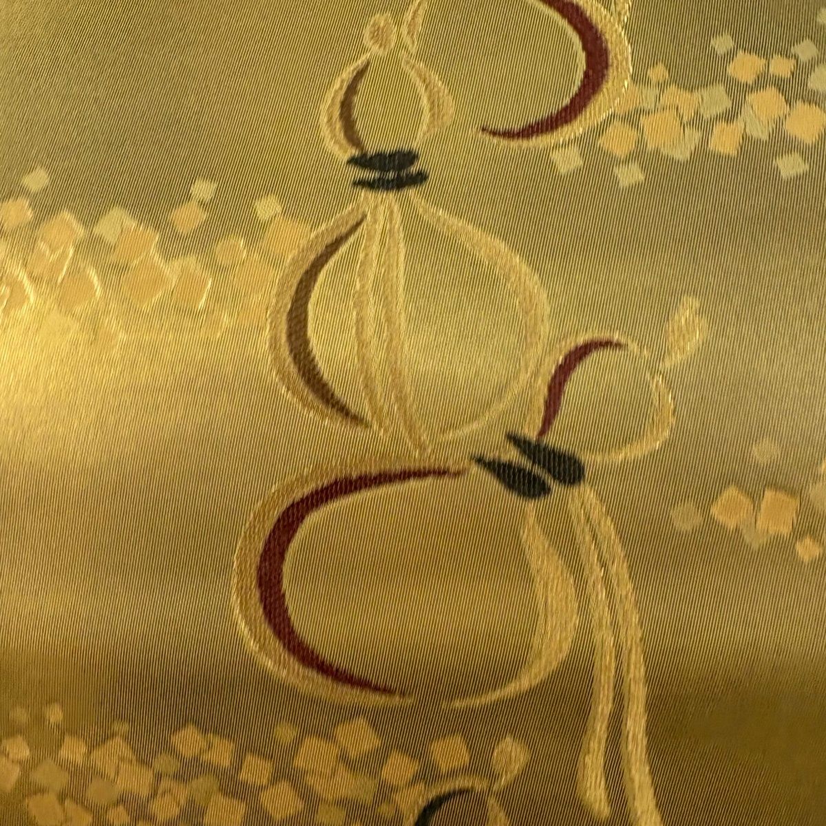 美品】 袋帯 秀品 瓢箪 箔散らし 金糸 箔 金色 六通 正絹 【中古