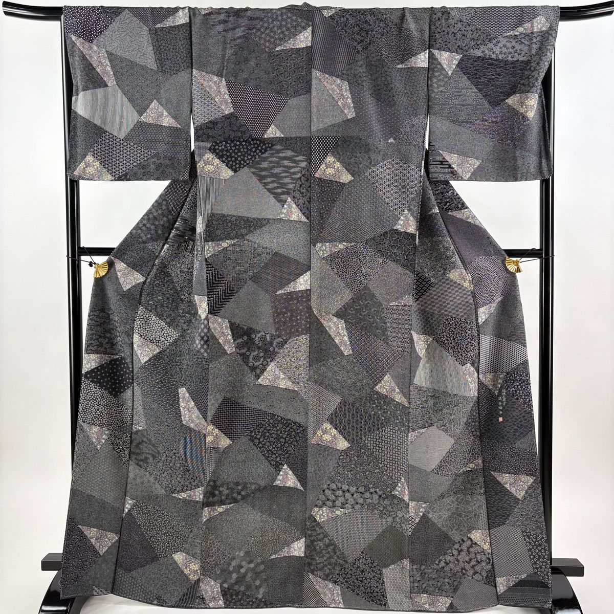 美品】 小紋 身丈168cm 裄丈68cm L 袷 染谷梅治 落款 宝尽くし 寄せ柄