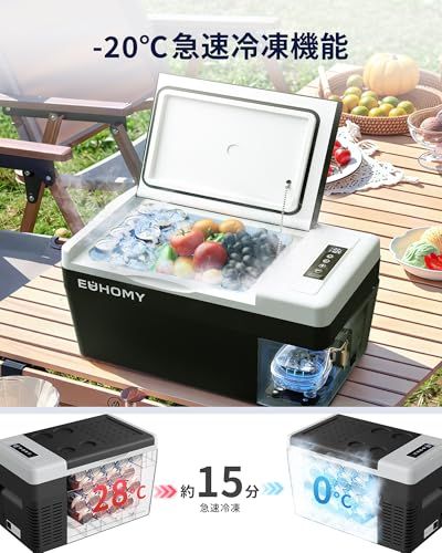 ◇EUHOMY 車載冷蔵庫 ポータブル冷蔵庫 小型 【-20℃?20℃ 急速冷凍