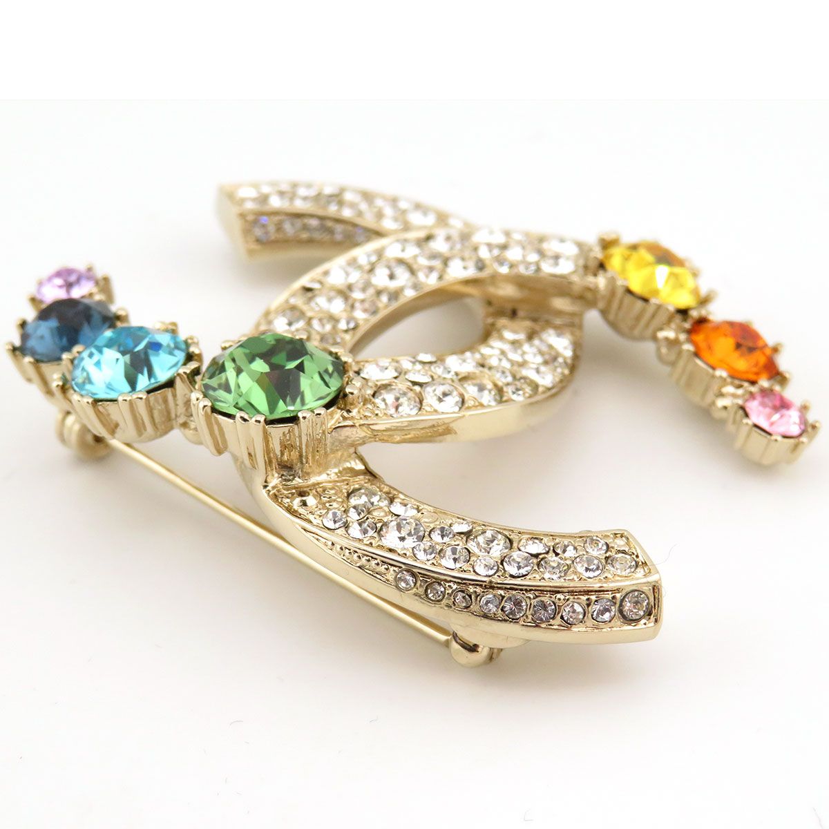 シャネル ココマーク マルチカラー ストーン ラインストーン ブローチ