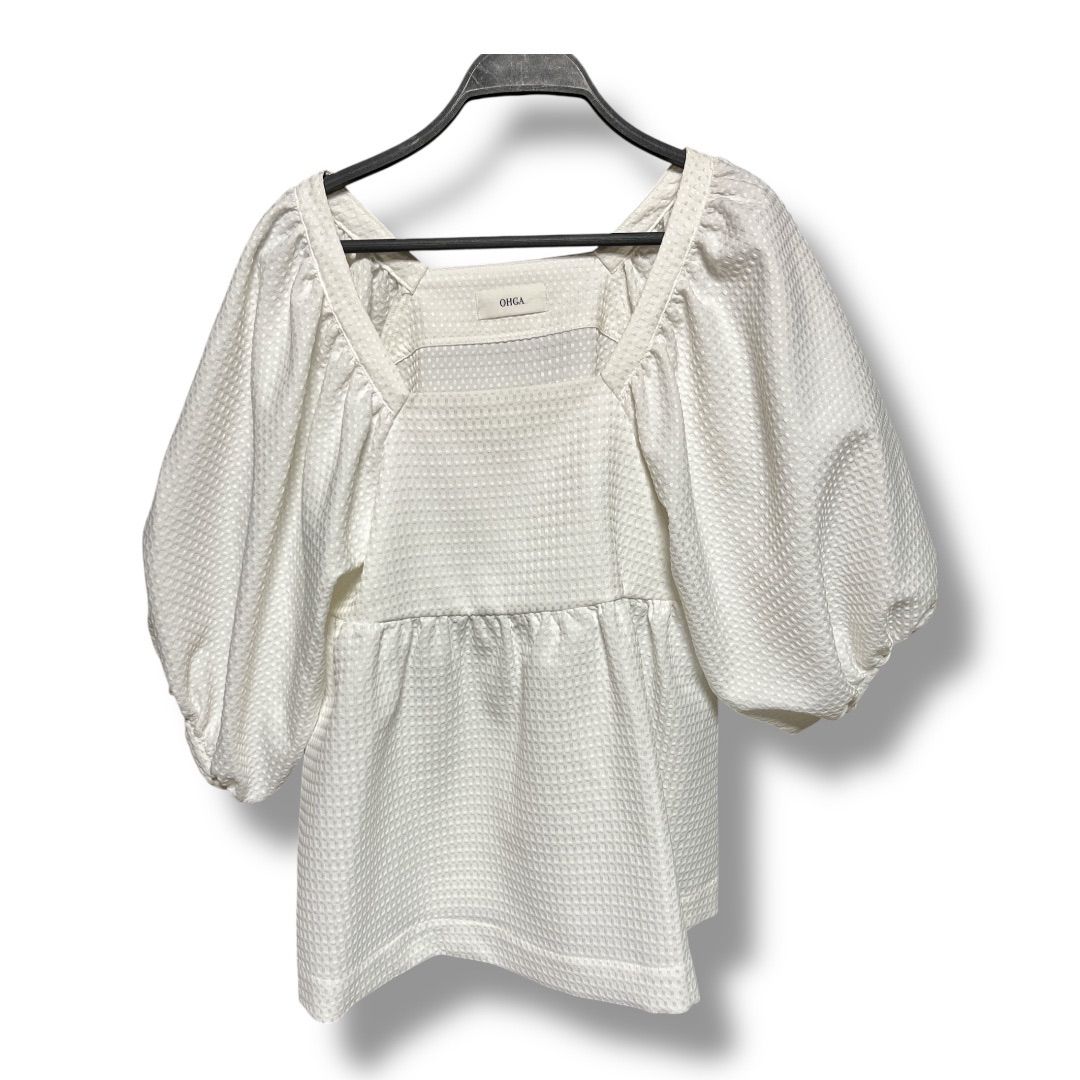 OHGA オオガ ジャガードブラウス パフスリーブ ボリュームスリーブ ぺ