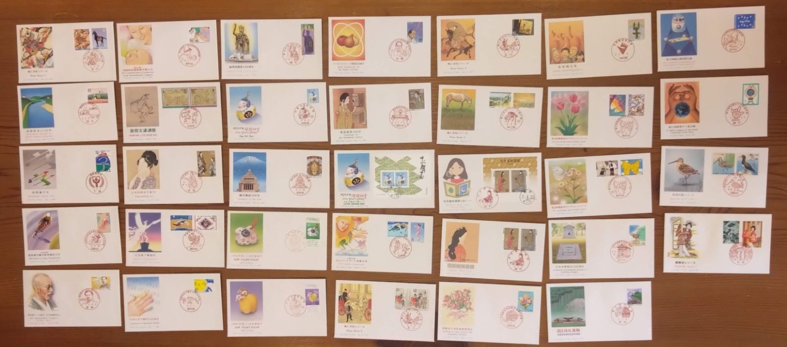 平成初期 記念切手 初日カバー まとめ売り 34点 解説カード付 1990年