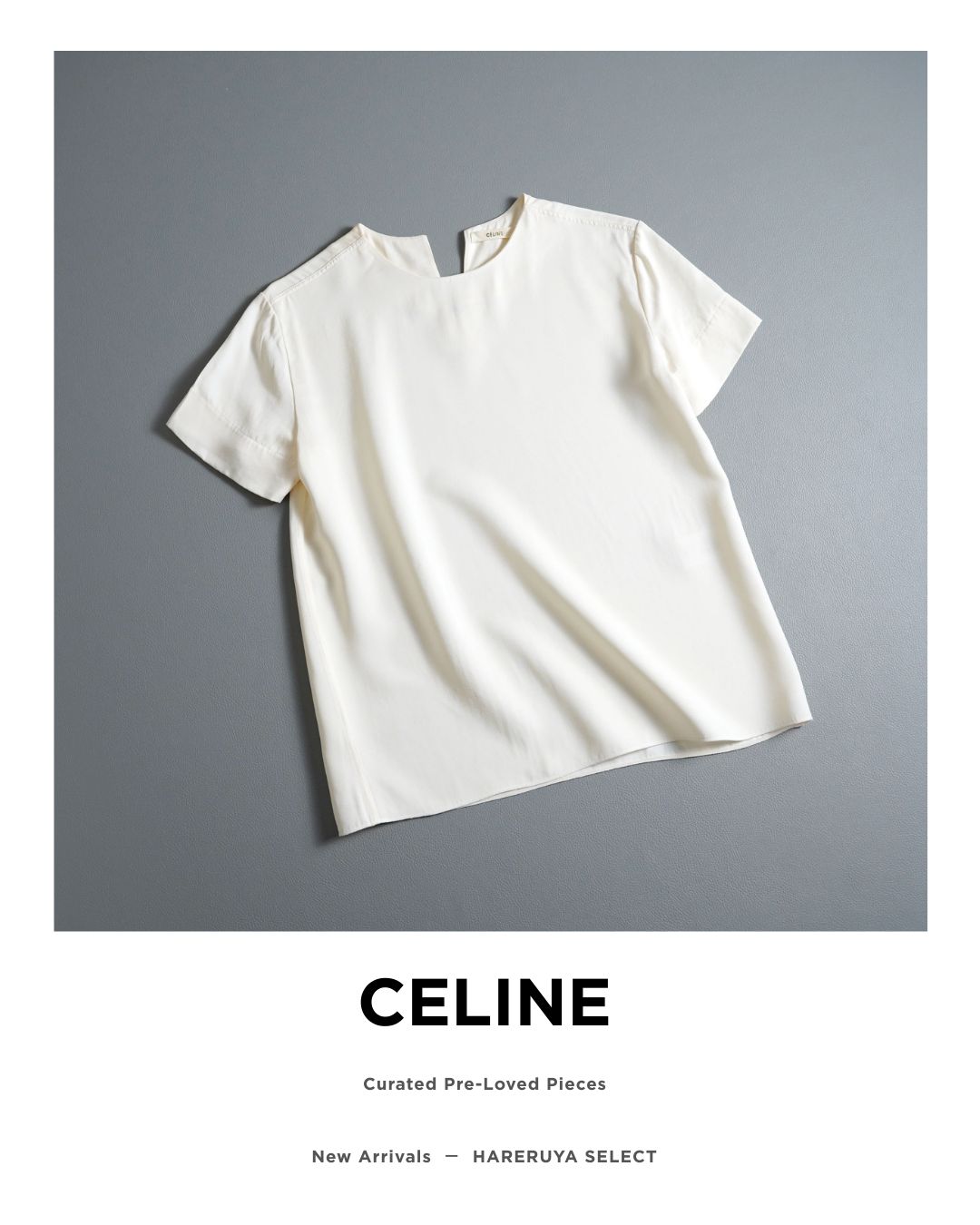 191t*CELINE セリーヌ シルク混 クルーネック ブラウス 34 XS