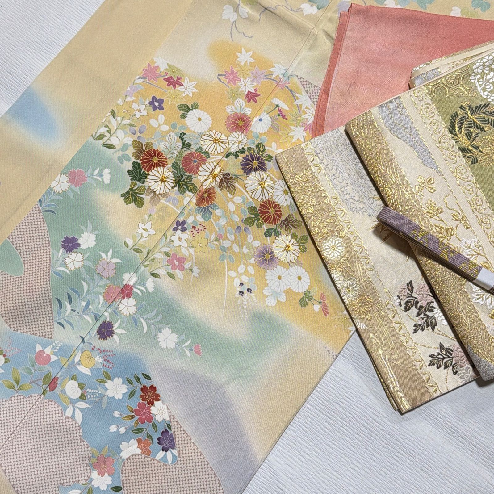 訪問着 正絹 セット 金駒刺繍 - メルカリ