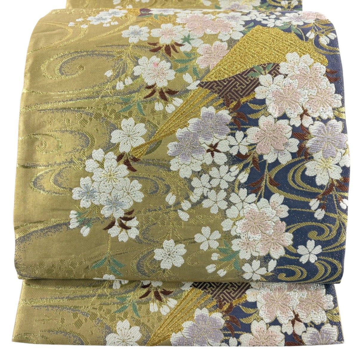 袋帯 秀品 やまと 扇 桜 金糸 刺繍 金色 六通 正絹 【中古】 - メルカリ