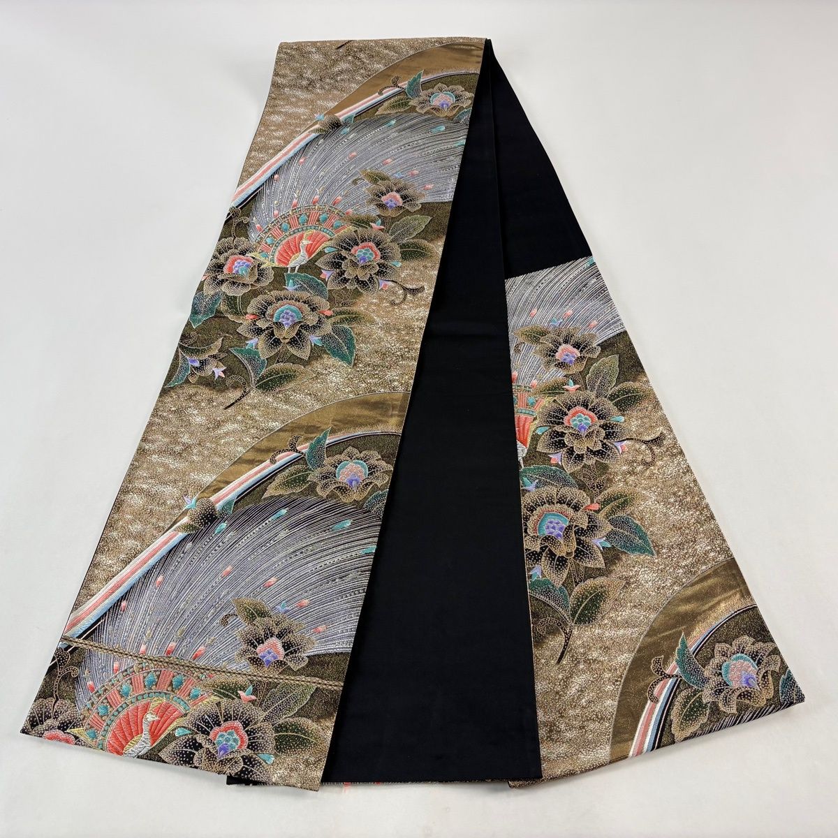 袋帯 秀品 草花 孔雀 金銀糸 箔 金茶 六通 正絹 【中古】 - メルカリ