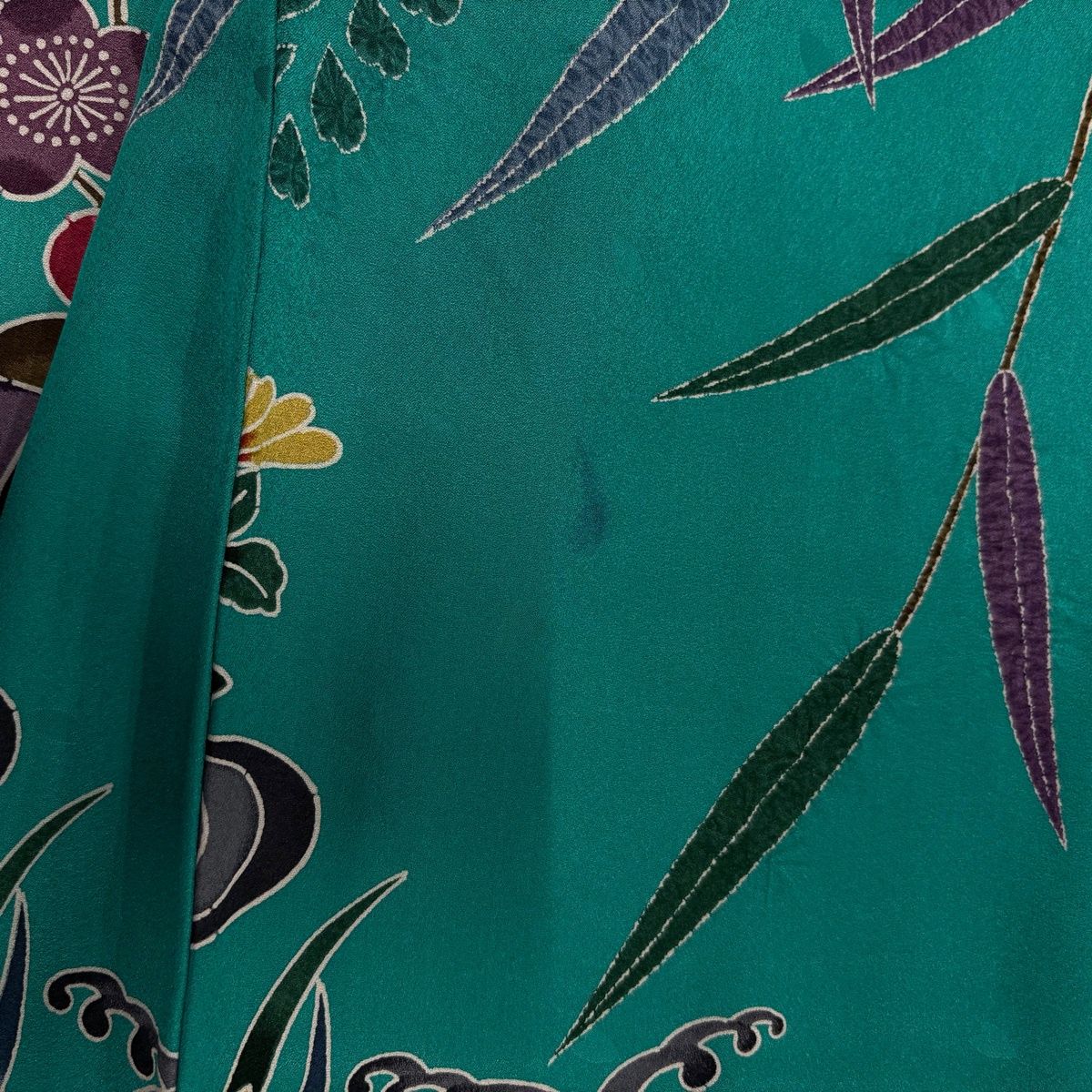 振袖 身丈159cm 裄丈70cm L 袷 牡丹 桜 染め分け ぼかし 青緑 正絹