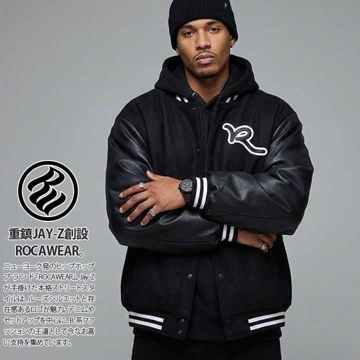 ROCAWEAR アウター 長袖 スタジャン ブルゾン メンズ 春秋冬用 黒