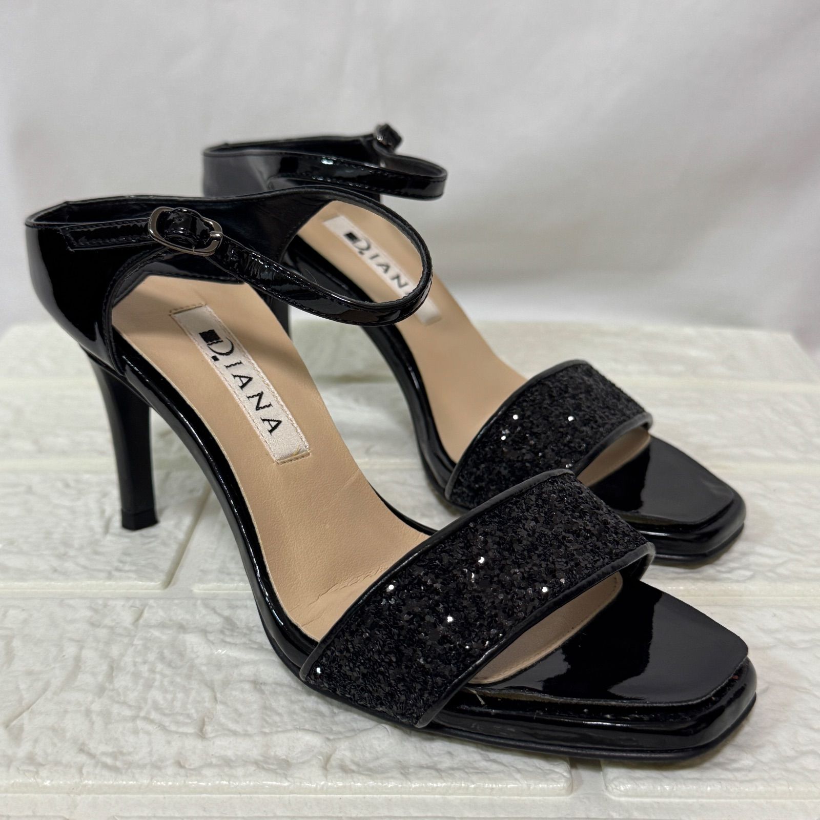 美品】ダイアナ DIANA パンプス サンダル エナメル グリッター 22