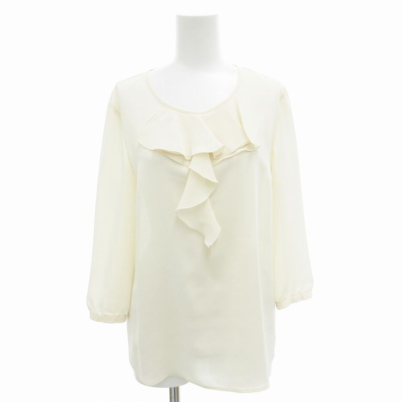 アナイ ANAYI フリルシャツ ブラウス シアー 長袖 38 白 ホワイト /FF