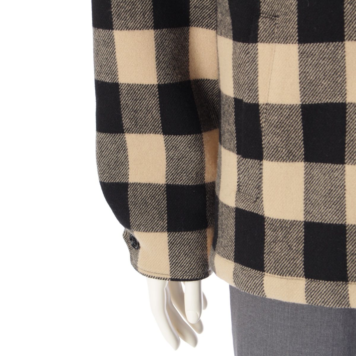 セリーヌ 24AW ウール ロゴフード付き チェック オーバーサイズシャツ