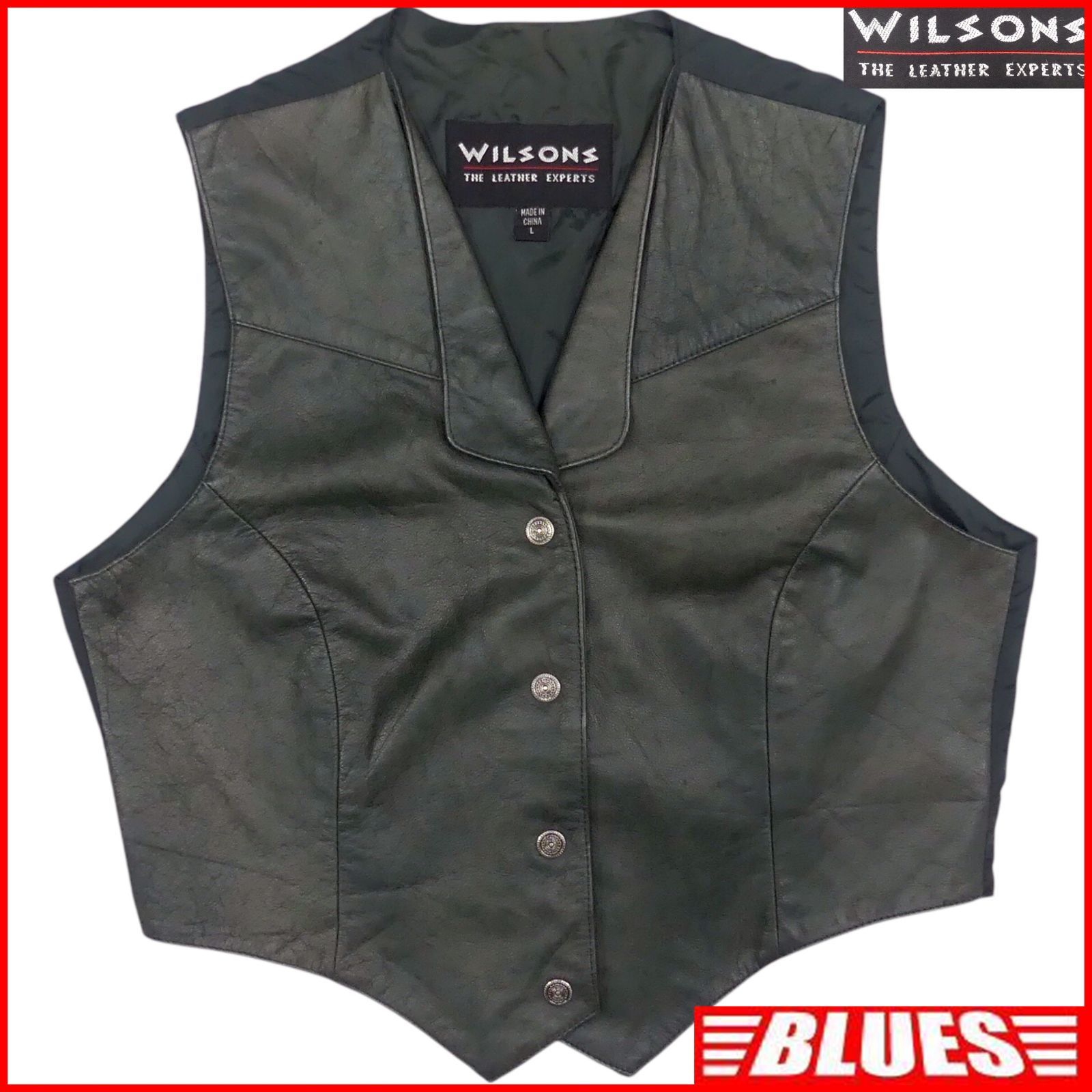 WILSONS ウィルソンズ レザーベスト L バイカー メンズ ライダース