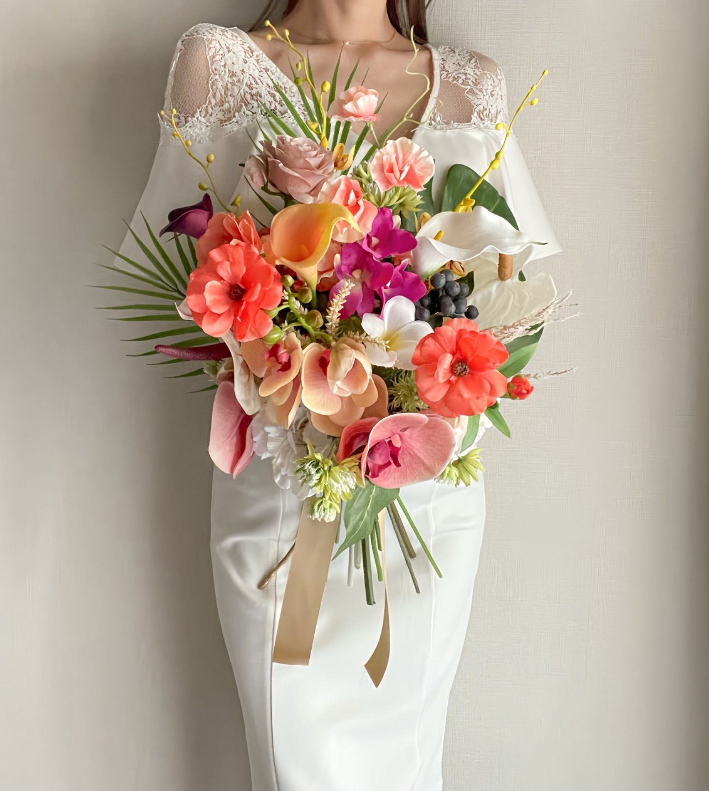 30.ブートニア付ウェディングブーケ アーティシャルフラワー造花