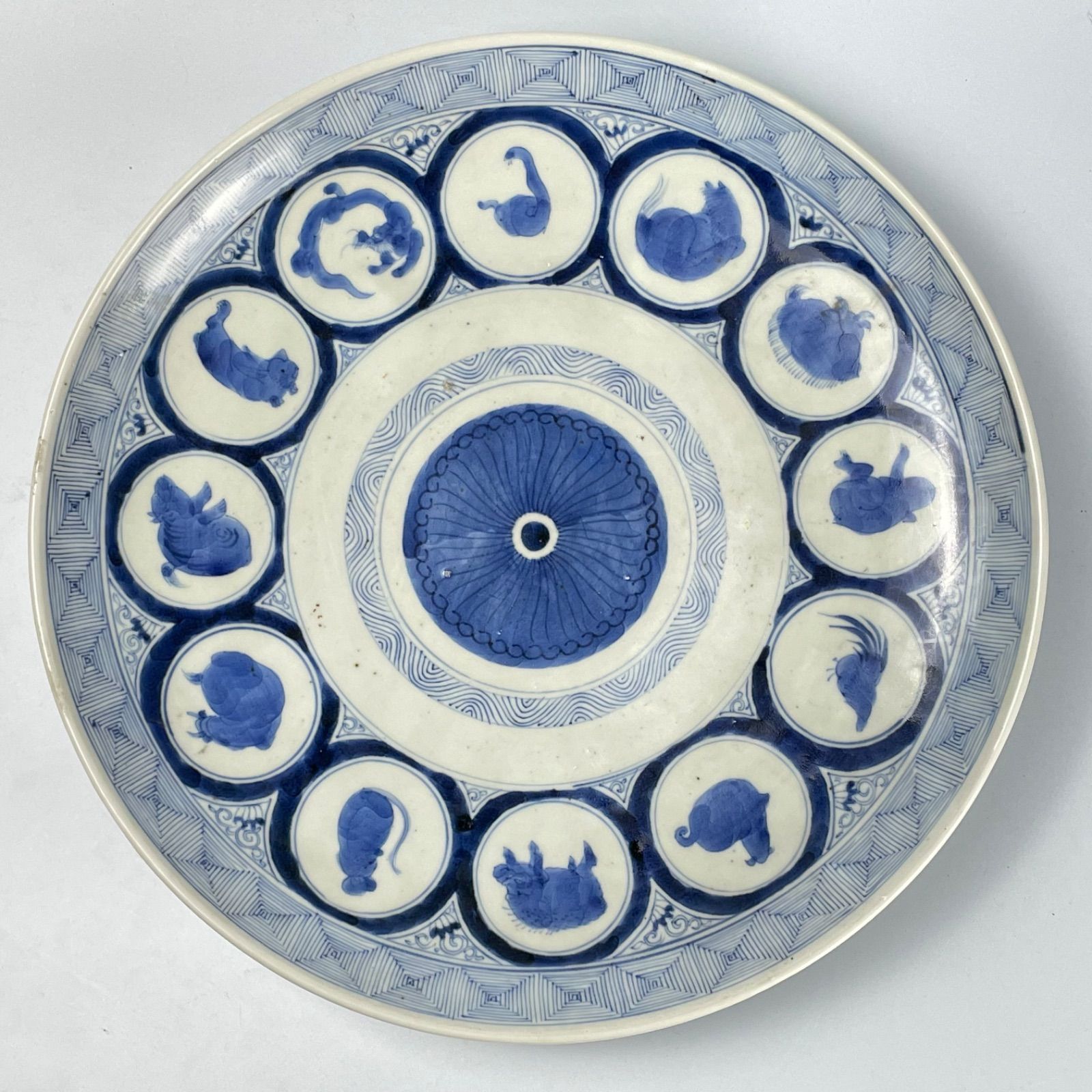 487 染付 十二支 干支 図変わり 古伊万里 伊万里焼 骨董 アンティーク