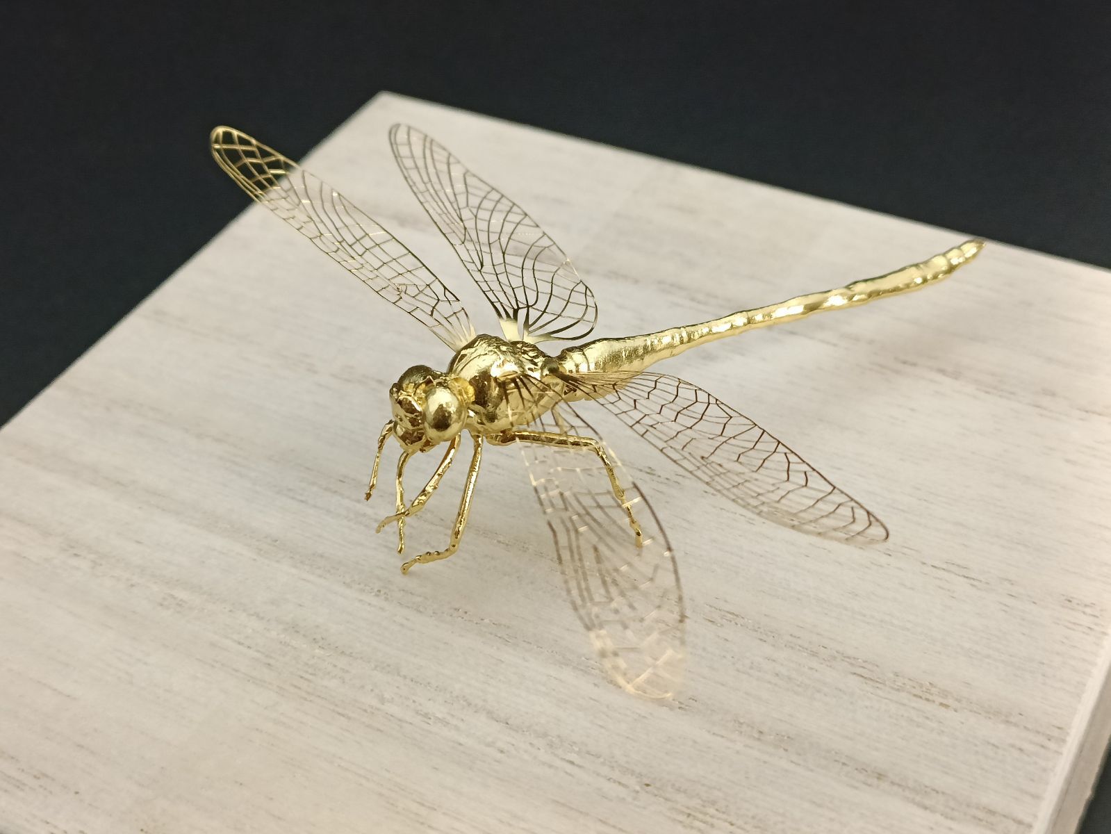 2品 銅製置物 蜻蛉 トンボ 勝虫 雨宮宗作 関節可動 金工品 茶道具 銅製