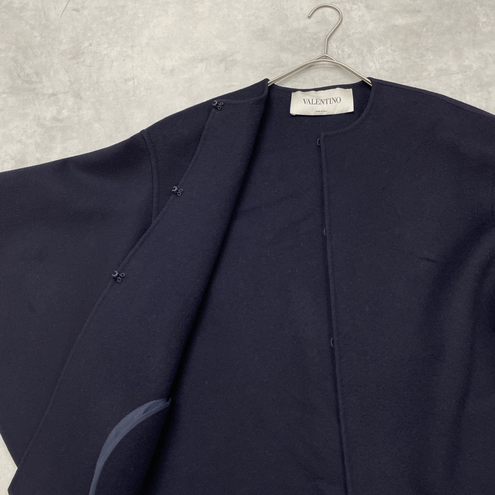 VALENTINO ヴァレンティノ ケープコート ポンチョ ノーカラー カシミヤ