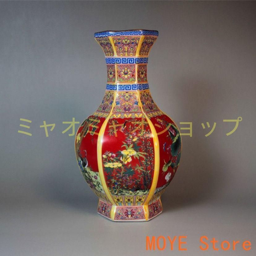 乾隆琺瑯彩六方瓶 景徳鎮 陶磁器 装飾品 現代工芸品 美術品 置物 景徳
