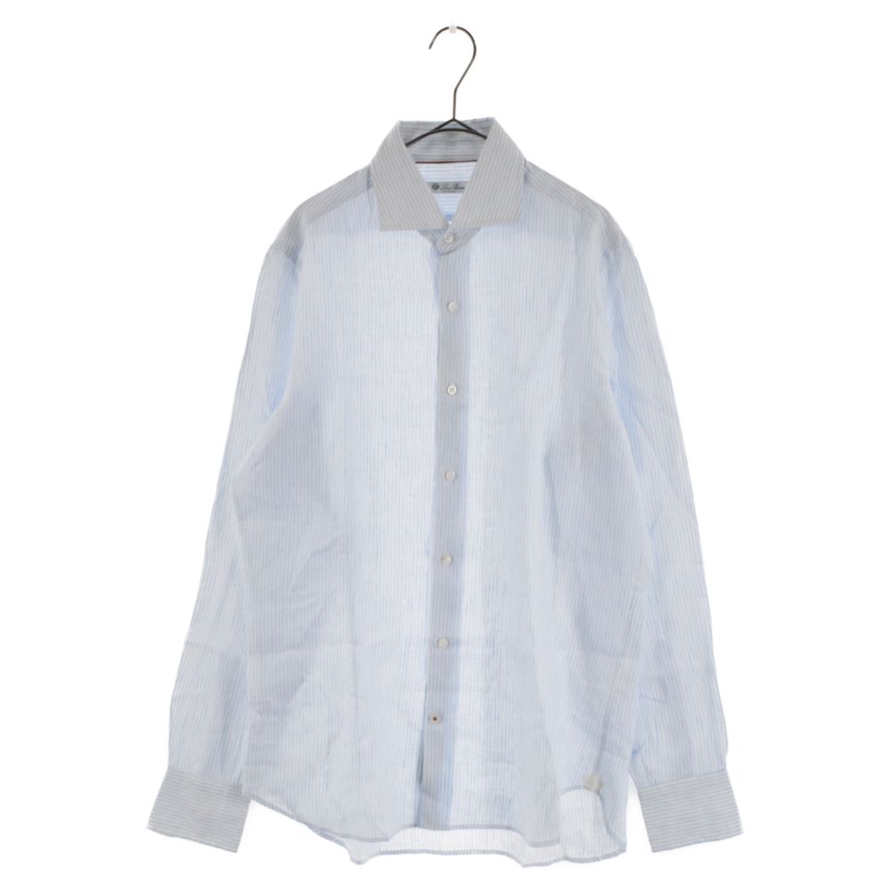 Loro Piana (ロロピアーナ) ストライプ 長袖ボタンシャツ ブルー