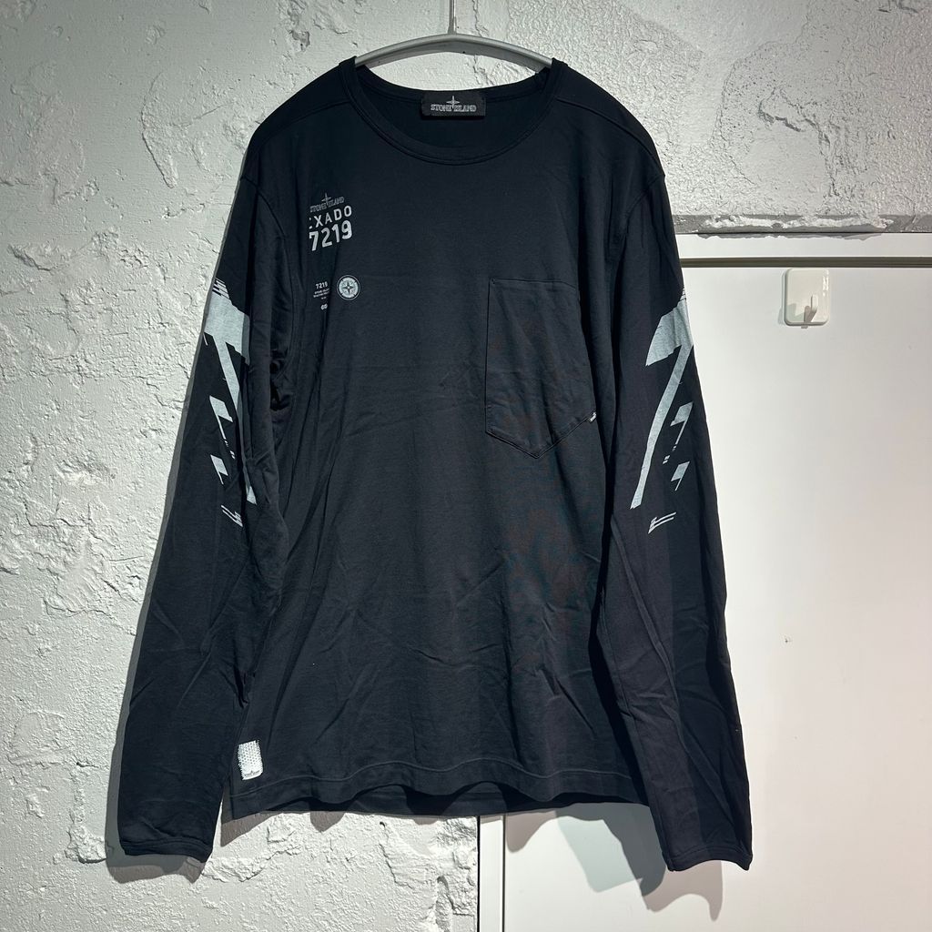 STONE ISLAND Shadow Project 20SS Mako Jersey Long Sleeve Logo Tee