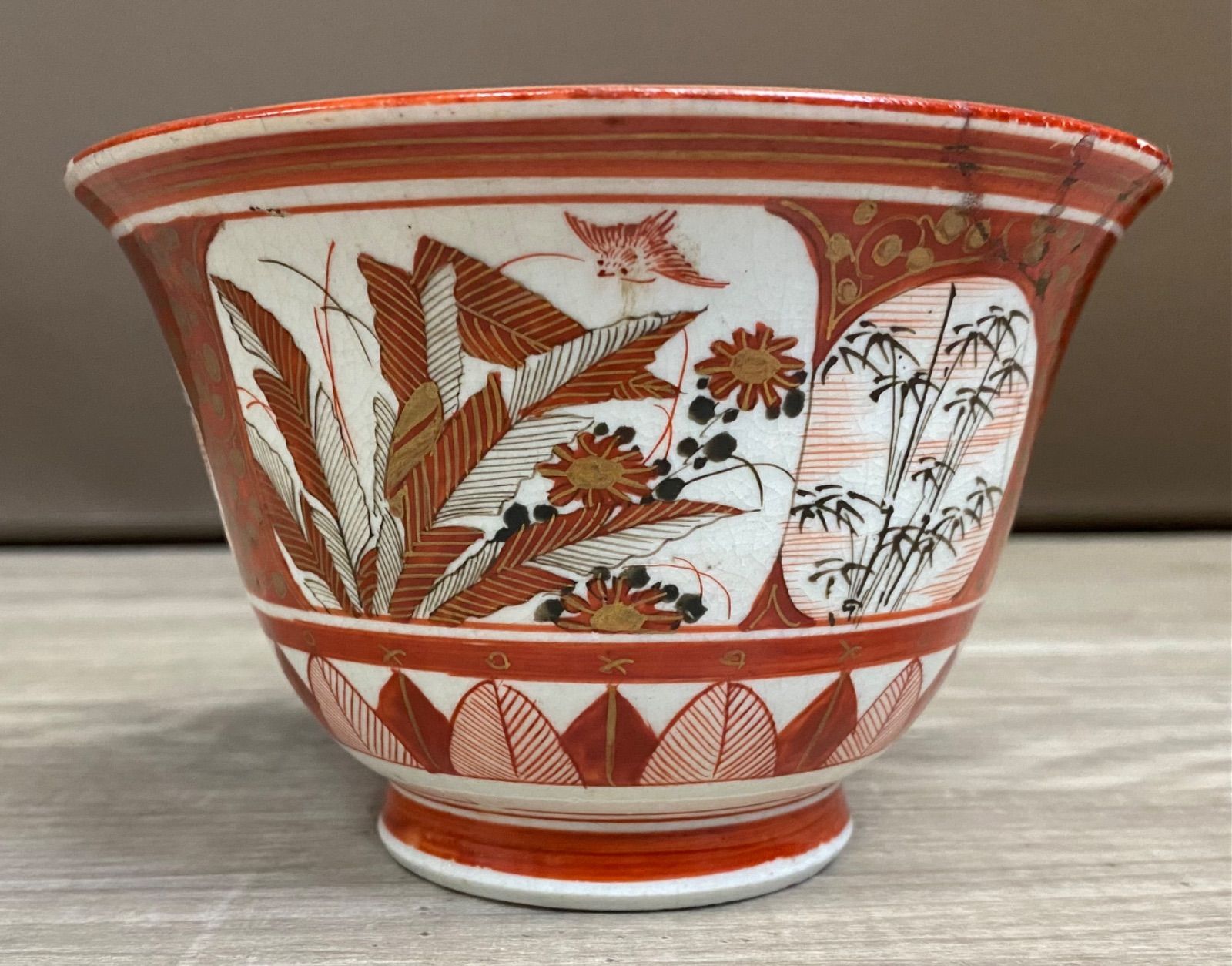 明治初期 九谷焼 赤絵人物画鉢大小 口径約21.5/18.5㎝東Y8-0123① 明治