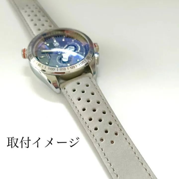 20mm 腕時計 スエード レザー 革ベルト ライトグレー 穴あきタイプ