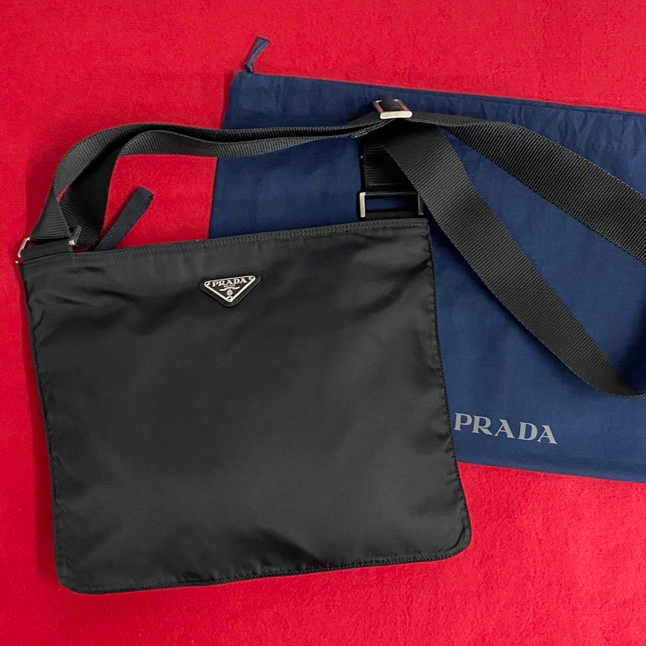 極 美品 PRADA プラダ 三角ロゴ 金具 ナイロン ミニ ショルダーバッグ