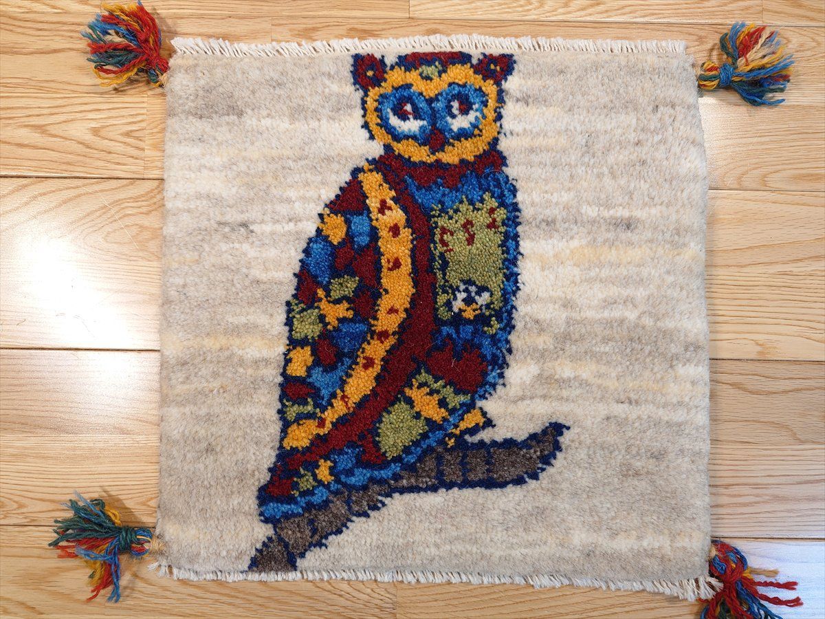 40×40cm ペルシャ絨毯 手織りギャッベ アマレ族ギャッベ ギャベ 40