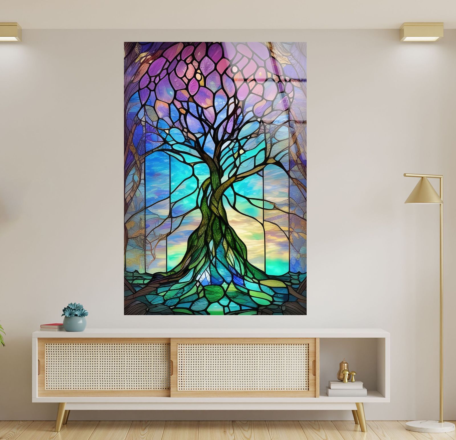 ガラスウォールアート ガラスアート素材：4mmの強化ガラス、ガラスの壁