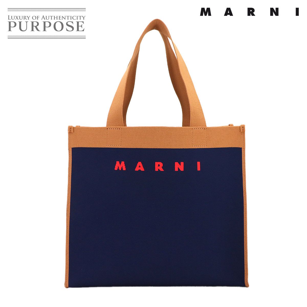 未使用 展示品 マルニ MARNI トート バッグ ジャガード ネイビー