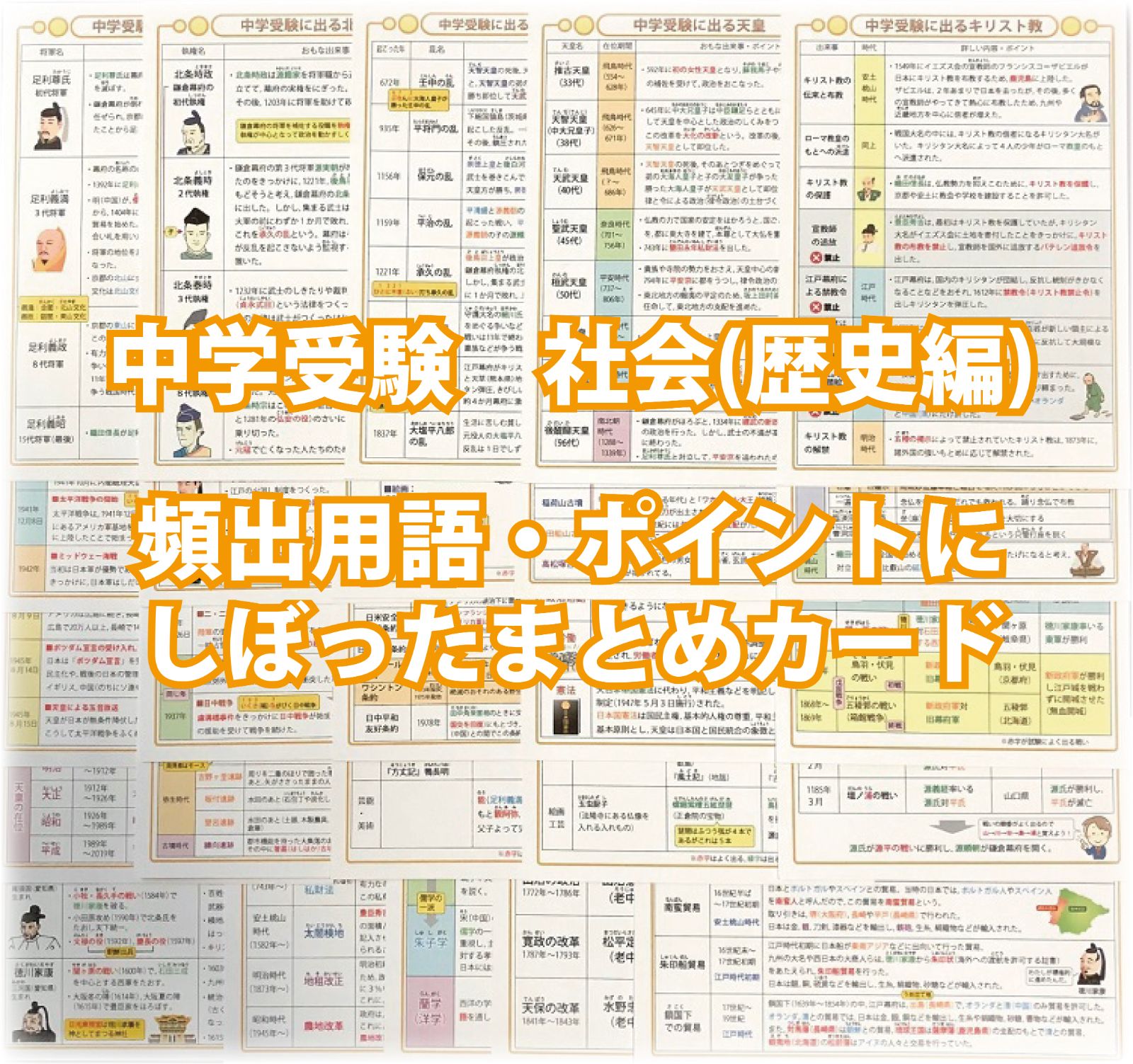 中学受験・社会(歴史編) 頻出用語・ポイントにしぼったまとめカード