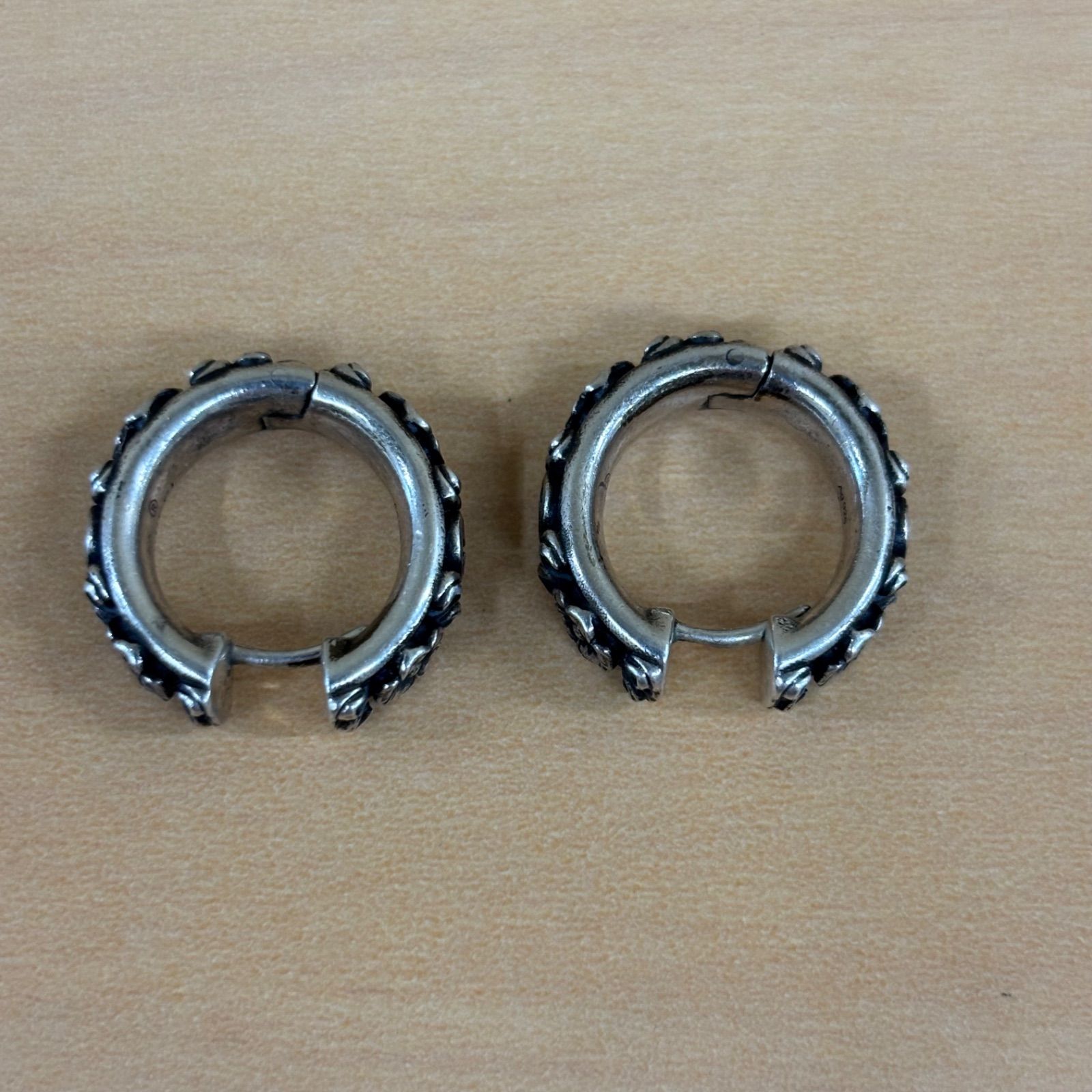 ◎GUCCI グッチ フラワー装飾ピアス フープピアス GG ペア シルバー