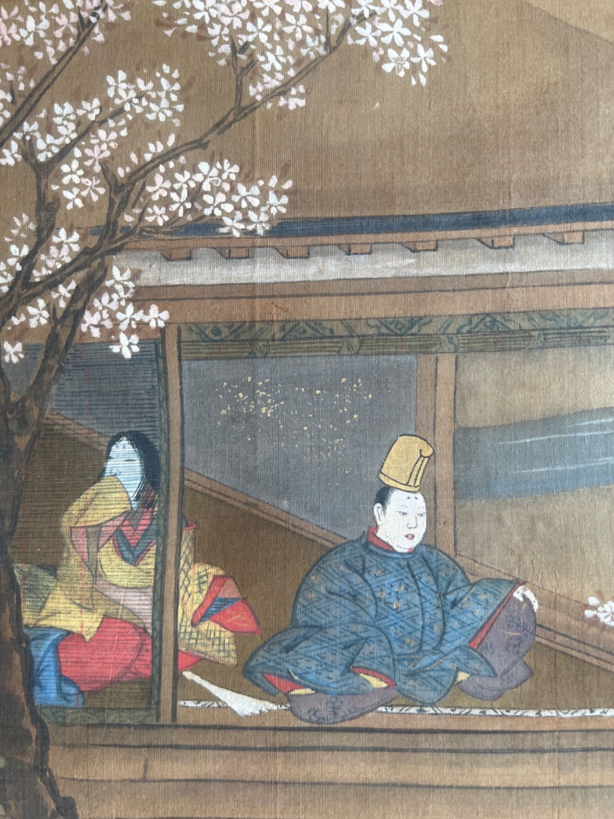 日本画 宮本昌雄「梅の寺」絹本 掛け軸 木箱 横物 MA434 真作