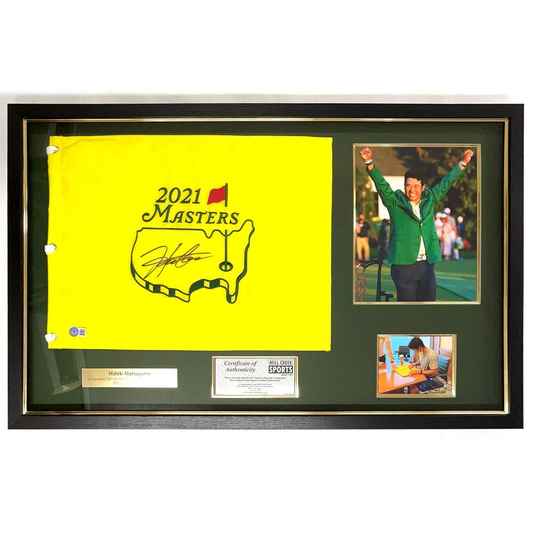 松山英樹プロ 直筆サイン入り 2021年マスターズ優勝記念ピンフラッグ