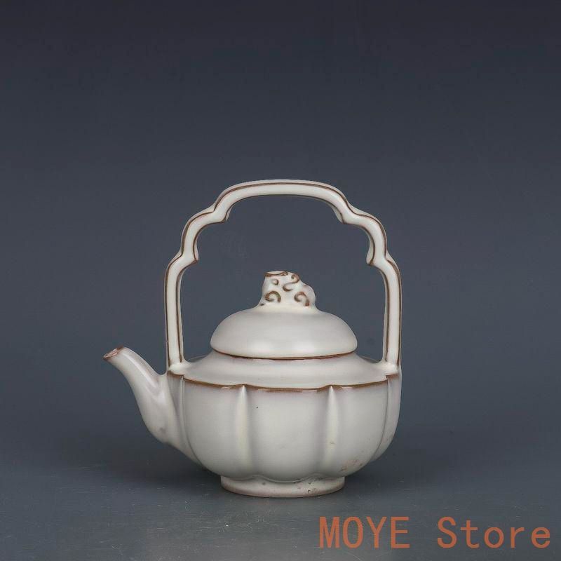 宋汝窯月牙白釉提梁壺 急須 工芸品 美術品 置物zw0829 - メルカリ