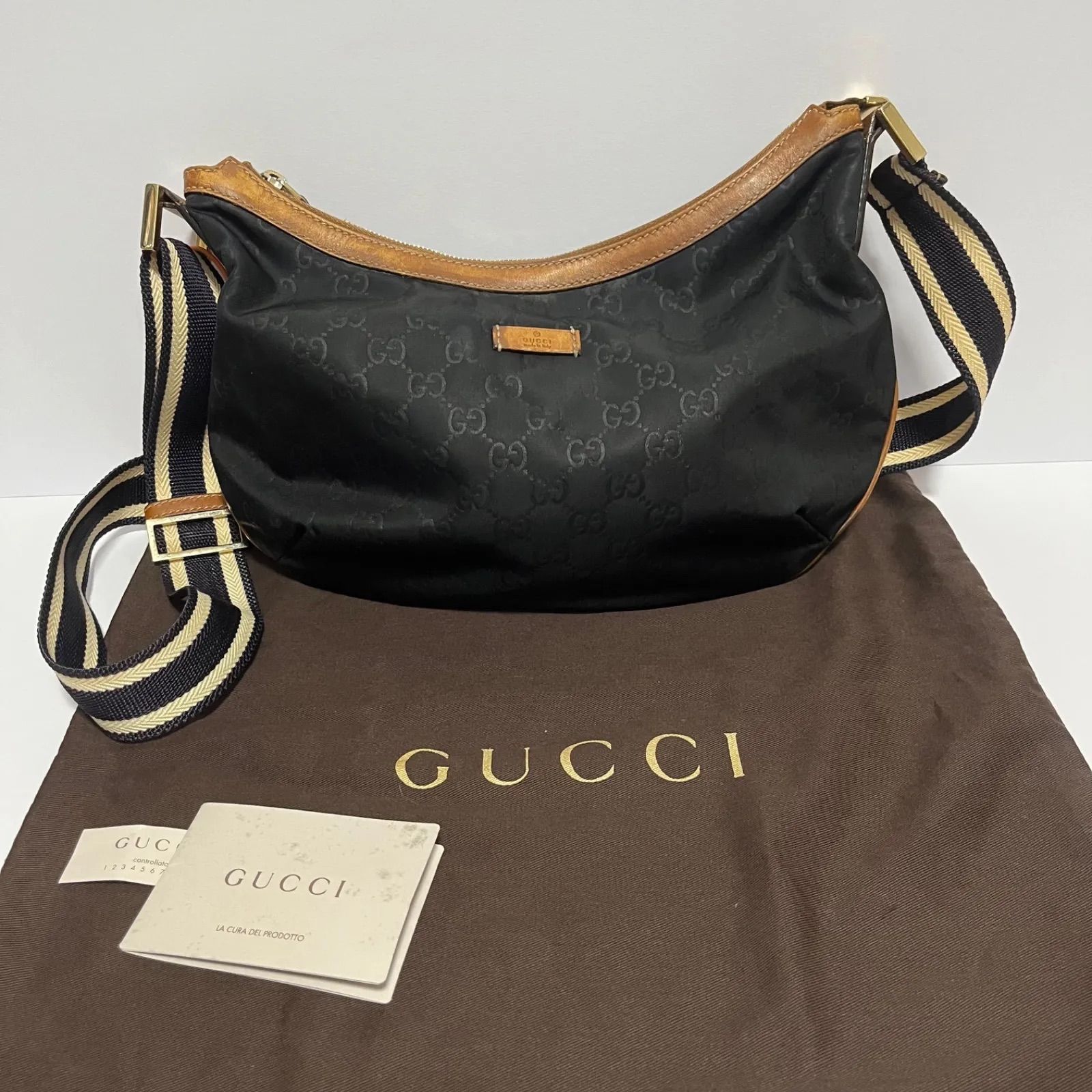 グッチ ショルダーバッグ シェリーライン ハーフムーン GG柄 - メルカリ