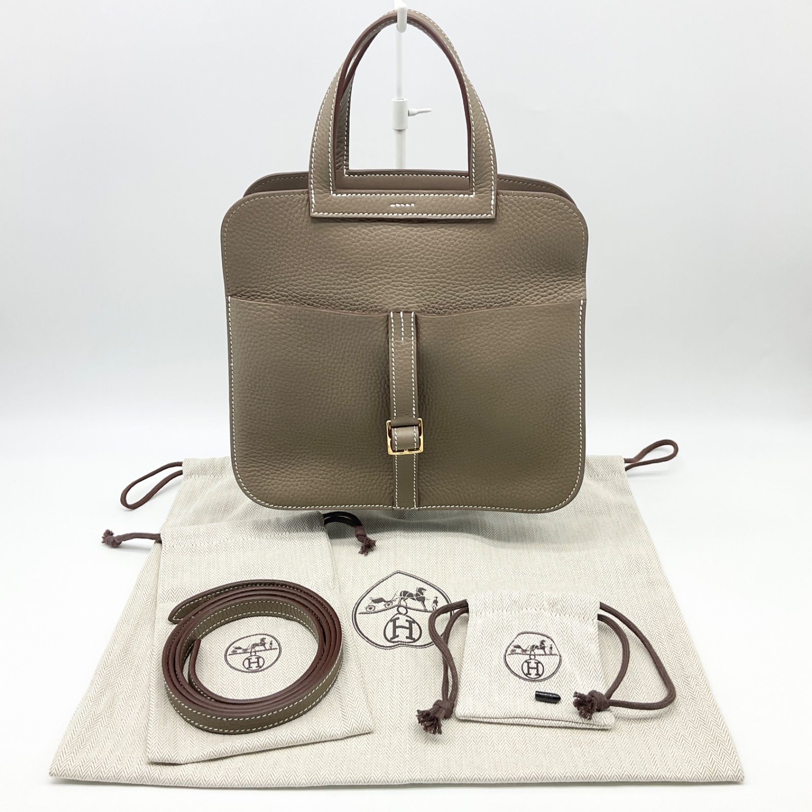 HERMES エルメス アルザン25 エトゥープ ゴールド金具 トリヨン